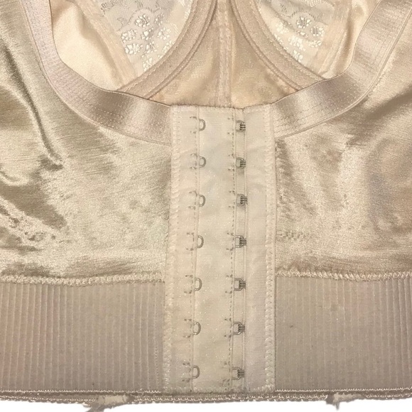 Vintage Va Bien Bustier Lace Underwire Bra Boned Corset Size 38C Beige - Picture 4 of 8